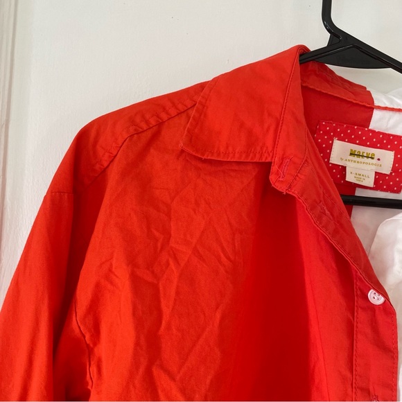 The Maeve Bennet Button Down Shirt Colorblock Red & White Oversized XS / S / M - Picture 10 of 11